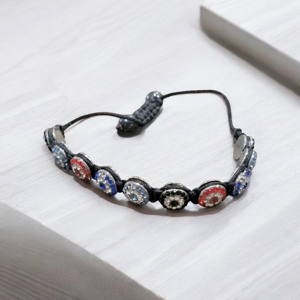 Evil eye Rhinestone black Corded Necklace
